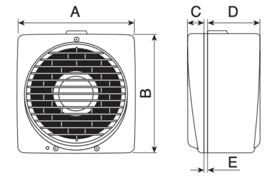 Dimensions extracteur d'air industriel